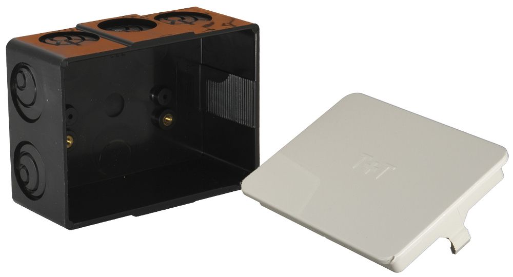 UP-Durchgangsdose Weidmann, leer, schwarz, mit Deckel