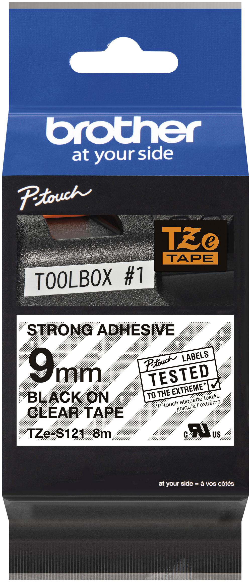 Cassette ruban Brother TZe-S121 9mm×8m transparent-noir