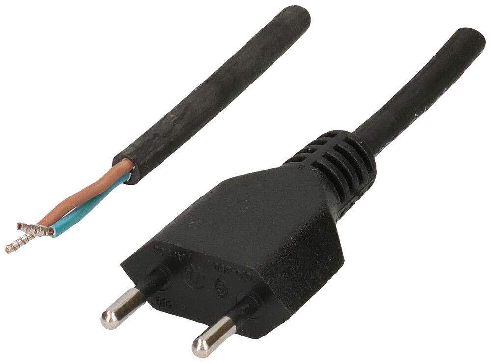 Anschlusskabel MAX HAURI Gummi 10A 230V 2×1mm² Typ 11/Aderendhülse 5m schwarz