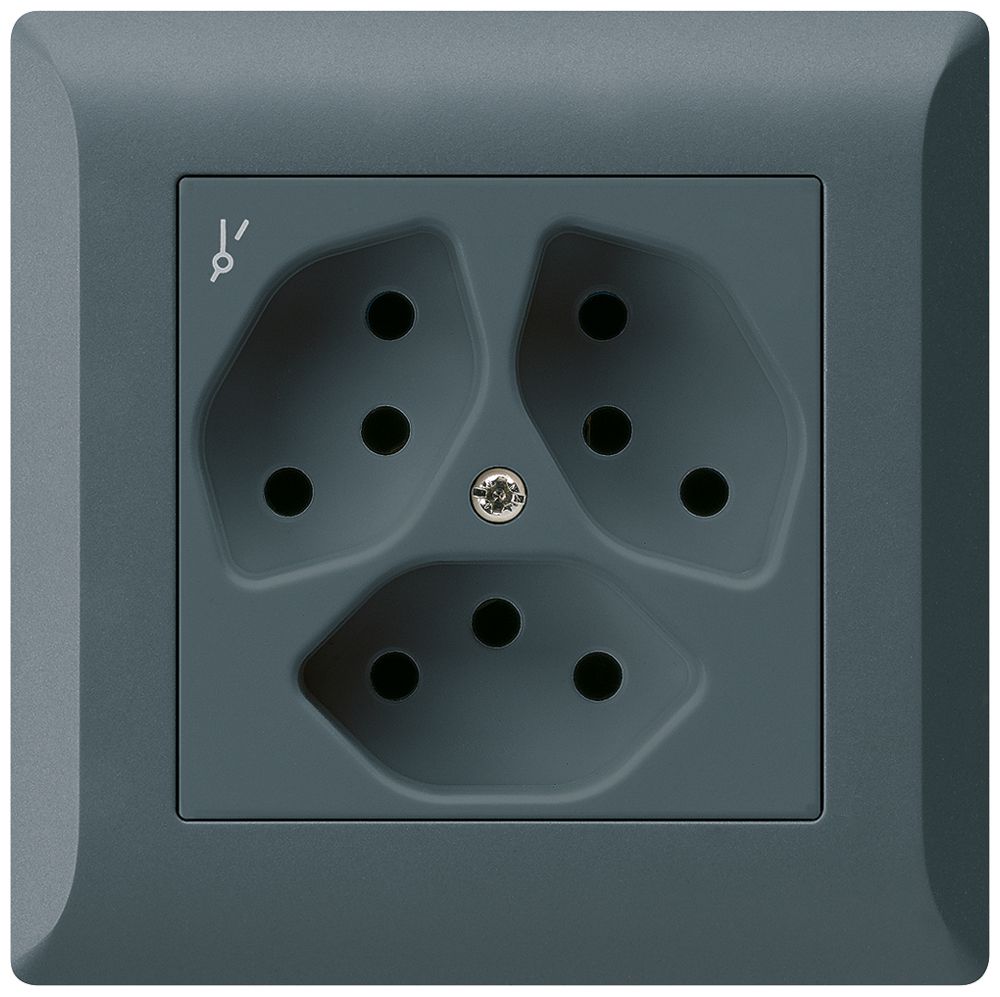 UP-Steckdose kallysto.line 3×T13/1 anthrazit mit Kinderschutz