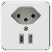 AP-Steckdose MH CONNECT 1×T13 2×USB-C 10A 230V 65×65×65mm IP20 ws