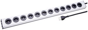 Steckdosenleiste MH 12×T23 silber/schwarz PowerLine Td 3×1.5mm² 2.5m