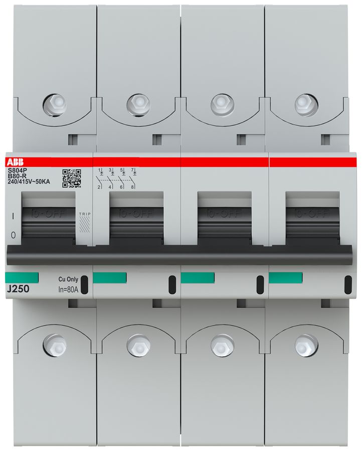 Leitungsschutzschalter ABB S804P-B80-R 4P 400V B-80A 50kA 6TE