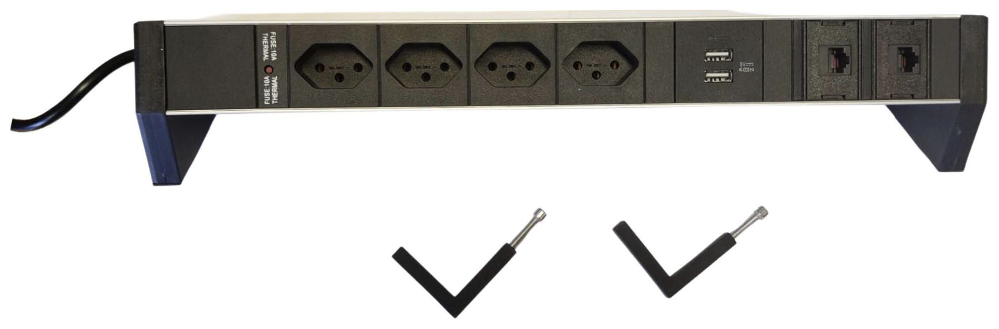 Prise multiple de table Desk-Line 4×T13/2×USB-A/2×RJ45 3m T12 F=10A