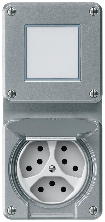 UP-Kombination robusto Wechselschalter Steckdose 3×T13 86×146mm Aluminium