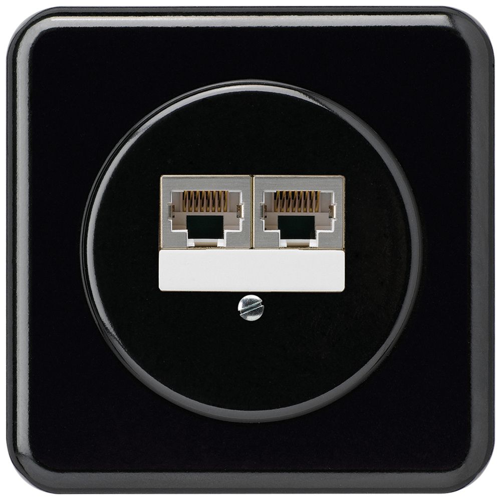 Scatola di raccordo INC basico 2×RJ45s nero parallelo