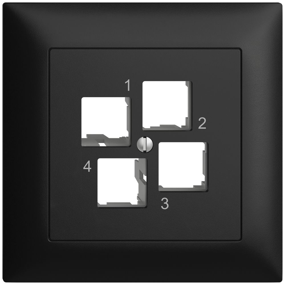 Kit de montage ENC EDIZIOdue FMI EASYNET S-One, pour 4×RJ45, sortie droite, noir
