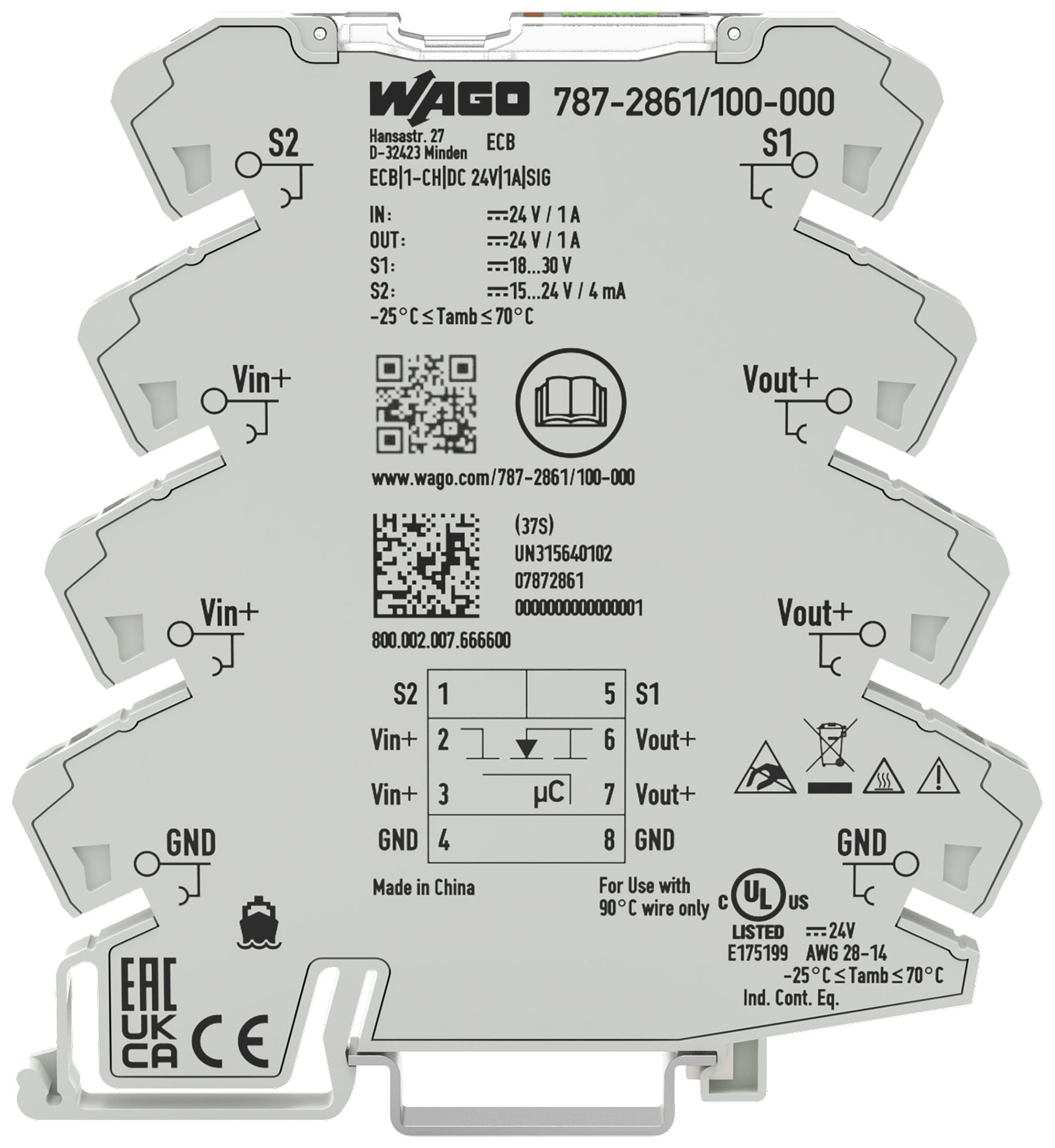Schutzschalter elektronisch WAGO EPSITRON, 1-Kanal, 24VDC 1A kommunikationsfähig