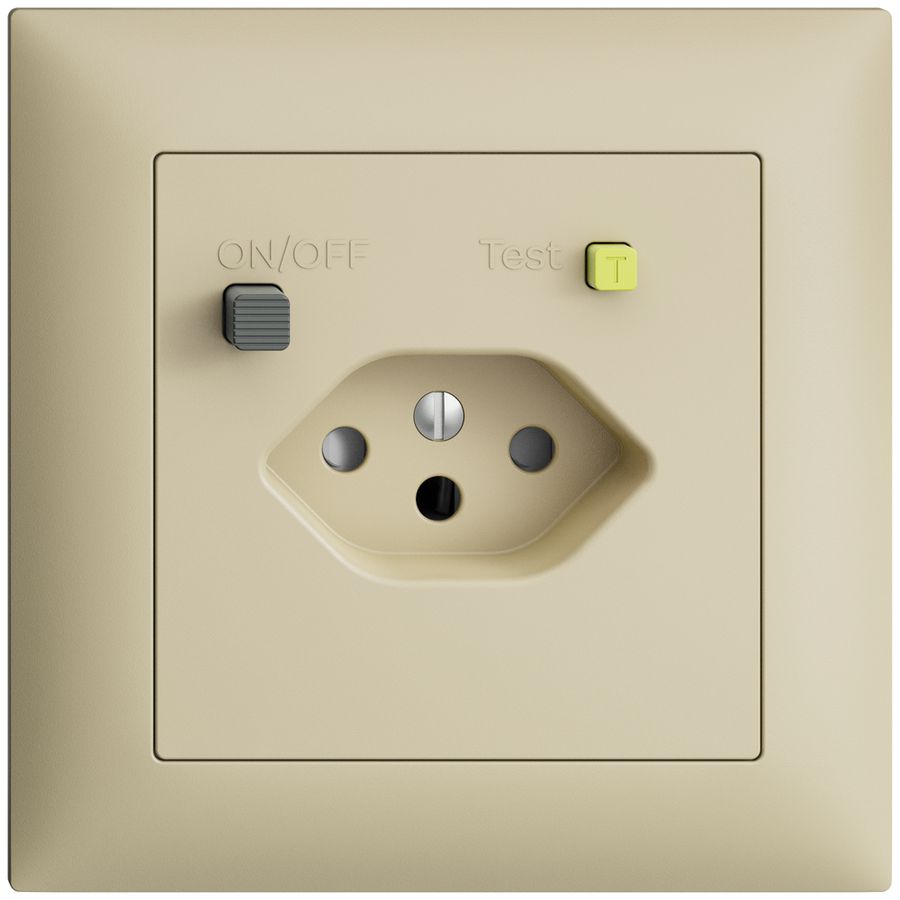 UP-Steckdose EDIZIOdue T13 FI 30mA FMI, shutter, vanille