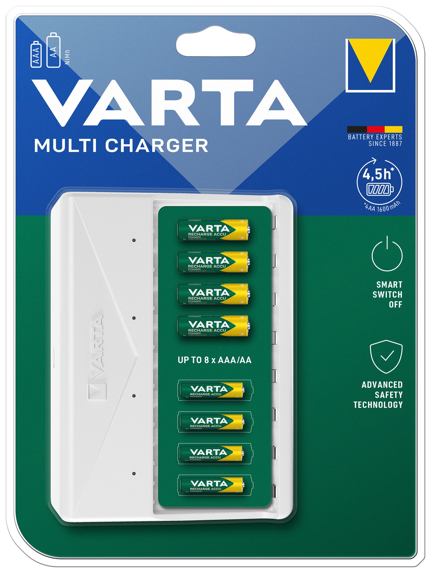 Caricabatteria VARTA Multi Charger con 8×AA/AAA senza pile
