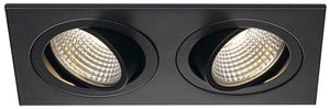 Downlight LED INC SLV NEW TRIA, 2×6W 1200lm 3000K 38° carré IP20 noir mat