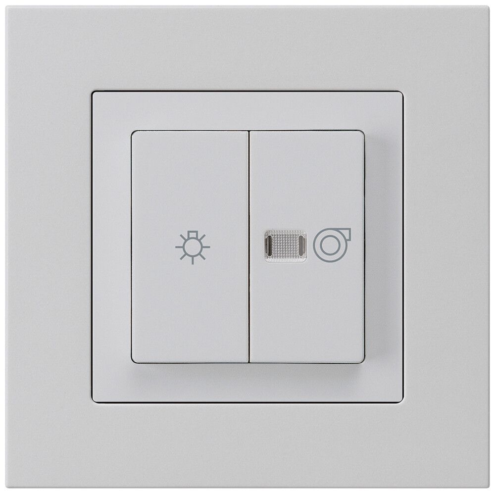 UP-Leuchtdruckschalter kallysto.pro hellgrau 1/1L Symbolen Licht+Ventilation