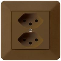 UP-Steckdose kallysto.trend 2×T13 braun mit Kinderschutz
