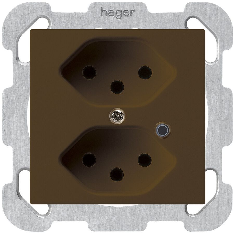 Presa INC Hager kallysto 2×T13 illuminato B marrone