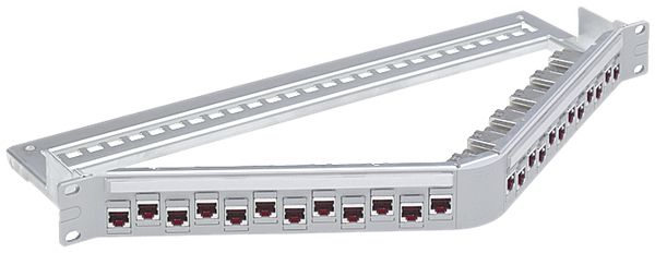 Panneau de distribution 19" cat.6A 24RJ45/s 1UH angled