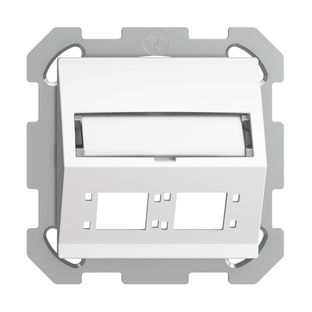 Kit montage ENC EDIZIOdue FM sortie oblique 2×R&M cat.6A/LC spécial, blanc