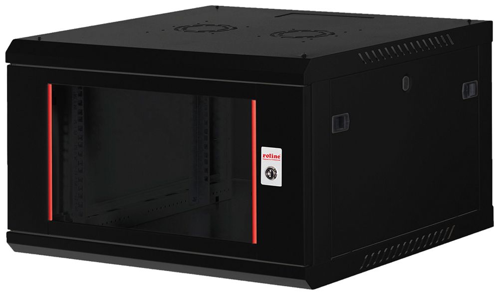 Coffret mural 19" ROLINE Basic Plus 600×379×600mm 6UH 1×porte acier noir