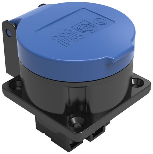 EB-Steckdose ELBRO T23 IP55 16 A 230 VAC IK08 schwarz/blau S+ inkl. Dichtung