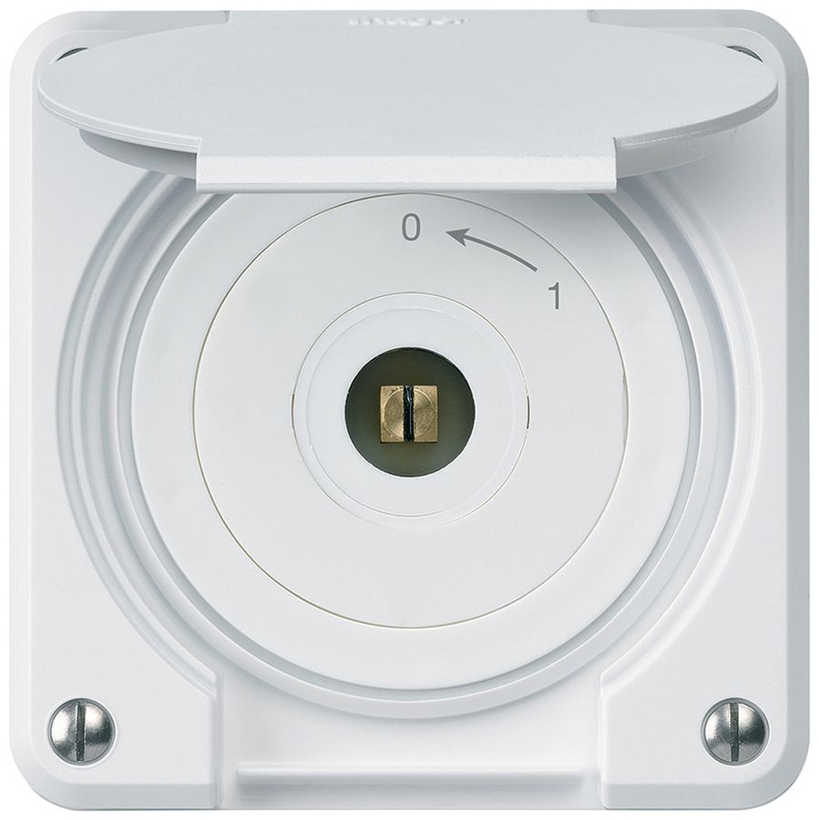 UP-Steckschlüsselschwenktaster robusto IP55 weiss mit Deckel 2P Kombi Vierkant