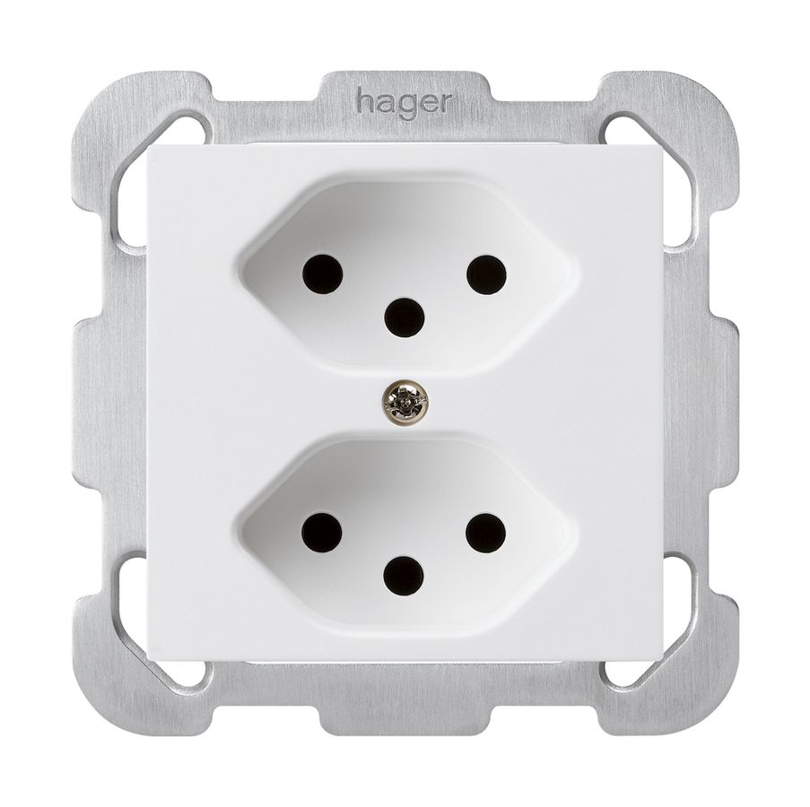 Prise ENC kallysto 2×T13 blanc avec plaque de fixation