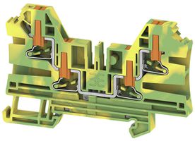 Borne de passage joignable WM AL4C 4 PE 4mm² PUSH IN 4×1 DIN35 vert/jaune