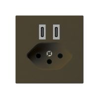 USB-Ladesteckdose Hager kallysto C-C 20W+T13 5V 60×60mm braun