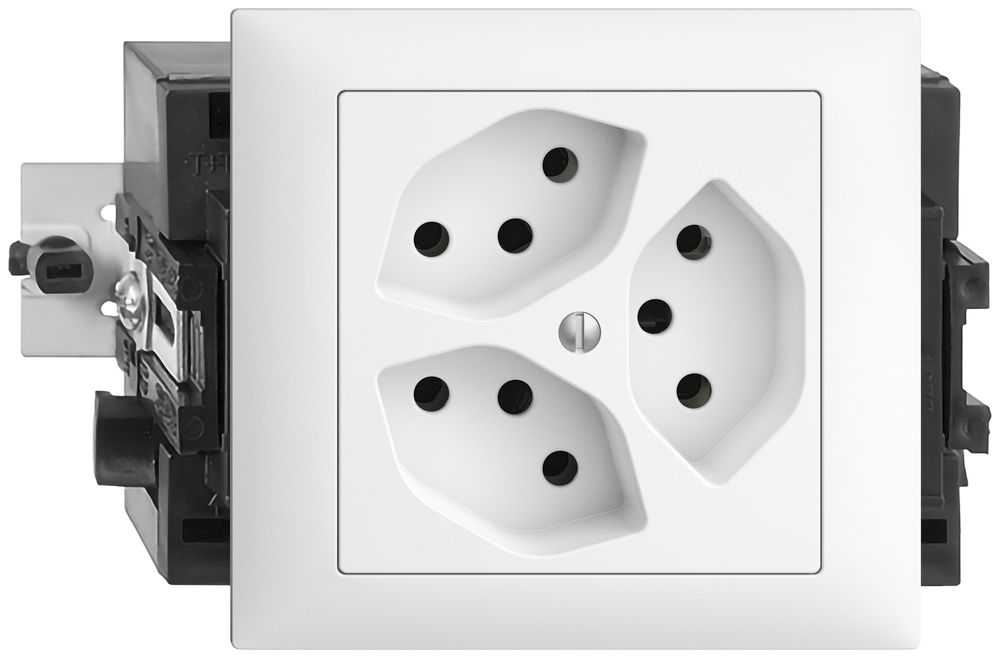 EB-Steckdose EDIZIOdue 3×T13 49…69mm weiss