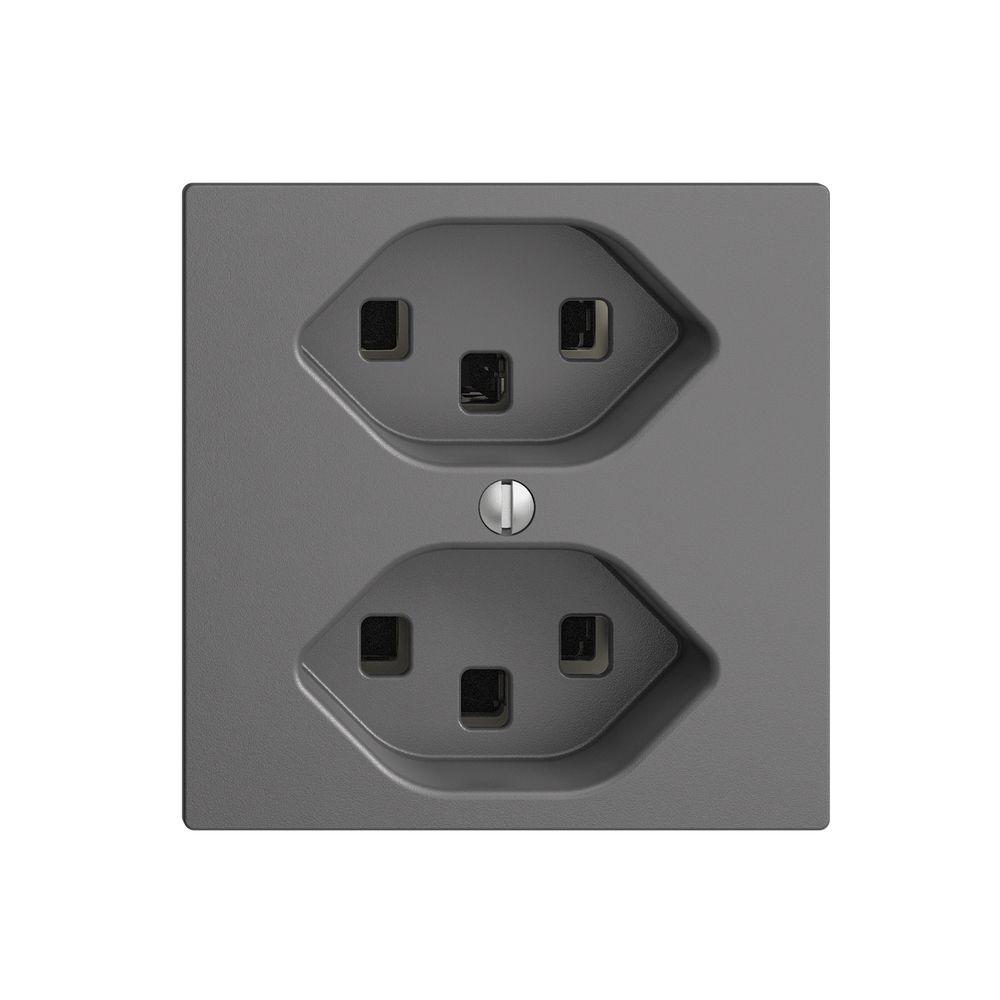 Steckdose EDIZIOdue 2×T23 dunkelgrau 16A, mit Steckklemmen