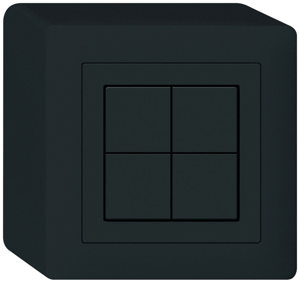 Pulsante KNX AP Hager BA kallysto Q quadruplo 88×88mm nero