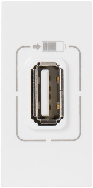 Presa di carica USB MOS 1 modulo, singolo bianco