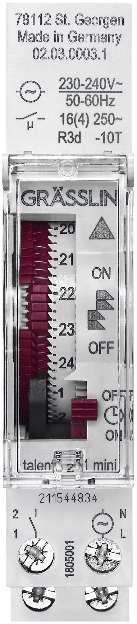 REG-Schaltuhr talento 211 mini, On-Off-Uhr, plombierbar