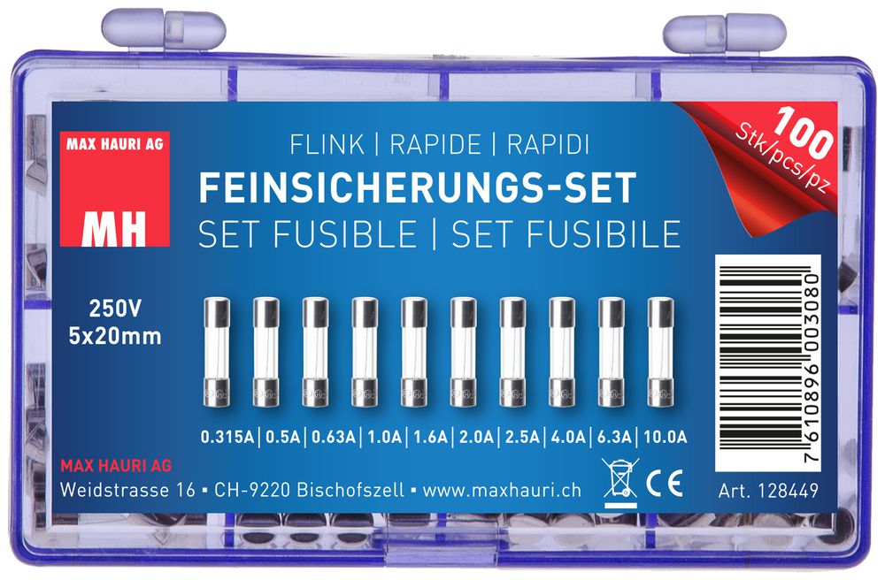 Sicherungssortiment flink MH je 10Stk. 0.315…10A