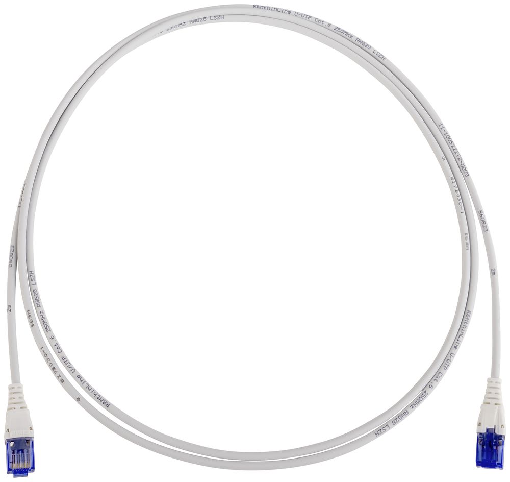 Patchkabel RJ45 R&M thinLine, Kat.6 U/UTP, 4P, LSZH grau, 0.3m
