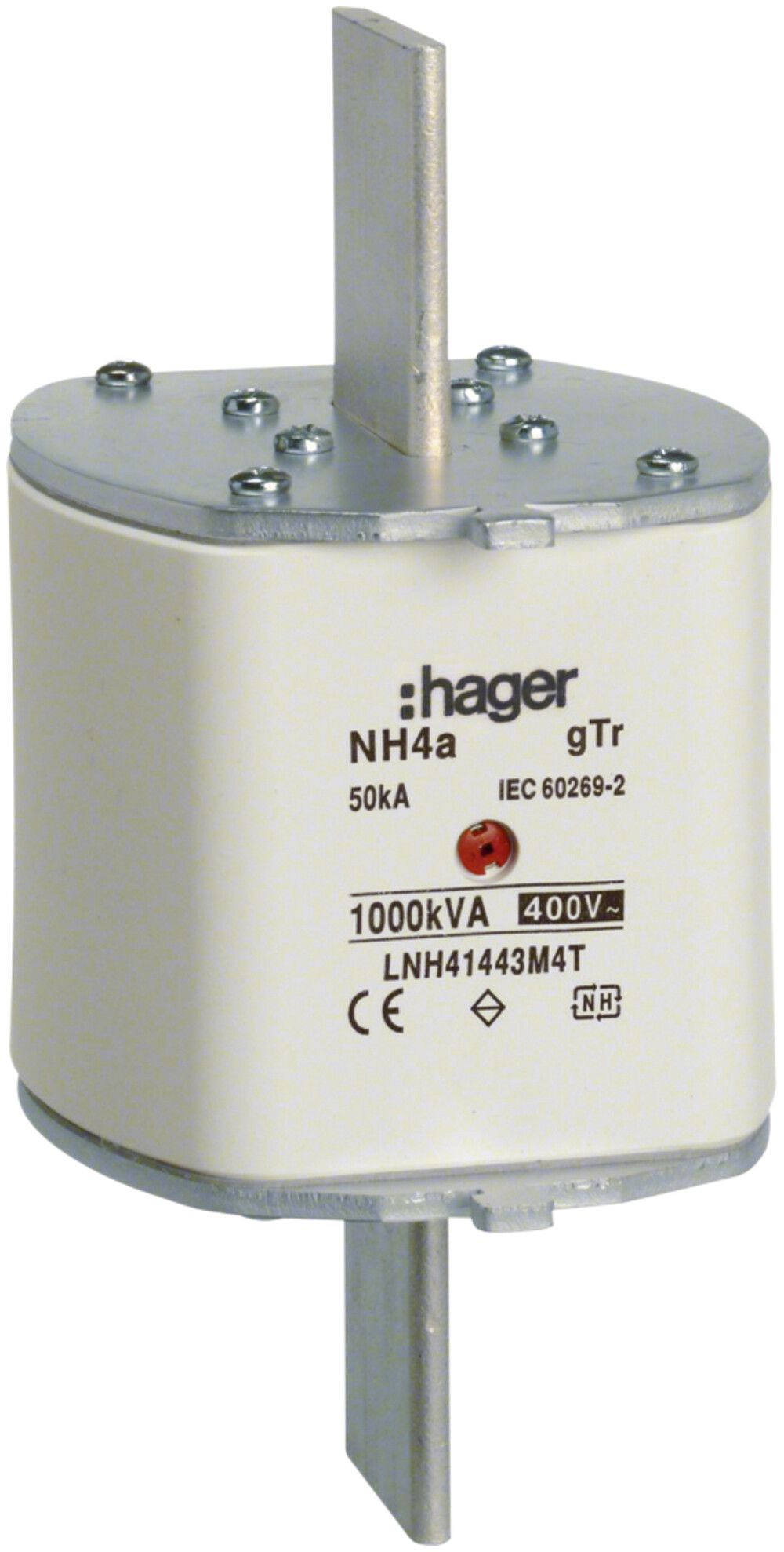 Fusible HPC Hager DIN4 400VAC 1443A 1000kVA gTr avertisseur central inoxydable