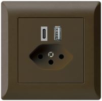 UP-USB-Ladesteckdose kallysto.line 18W PD 1×Typ A 1×Typ C T13 braun