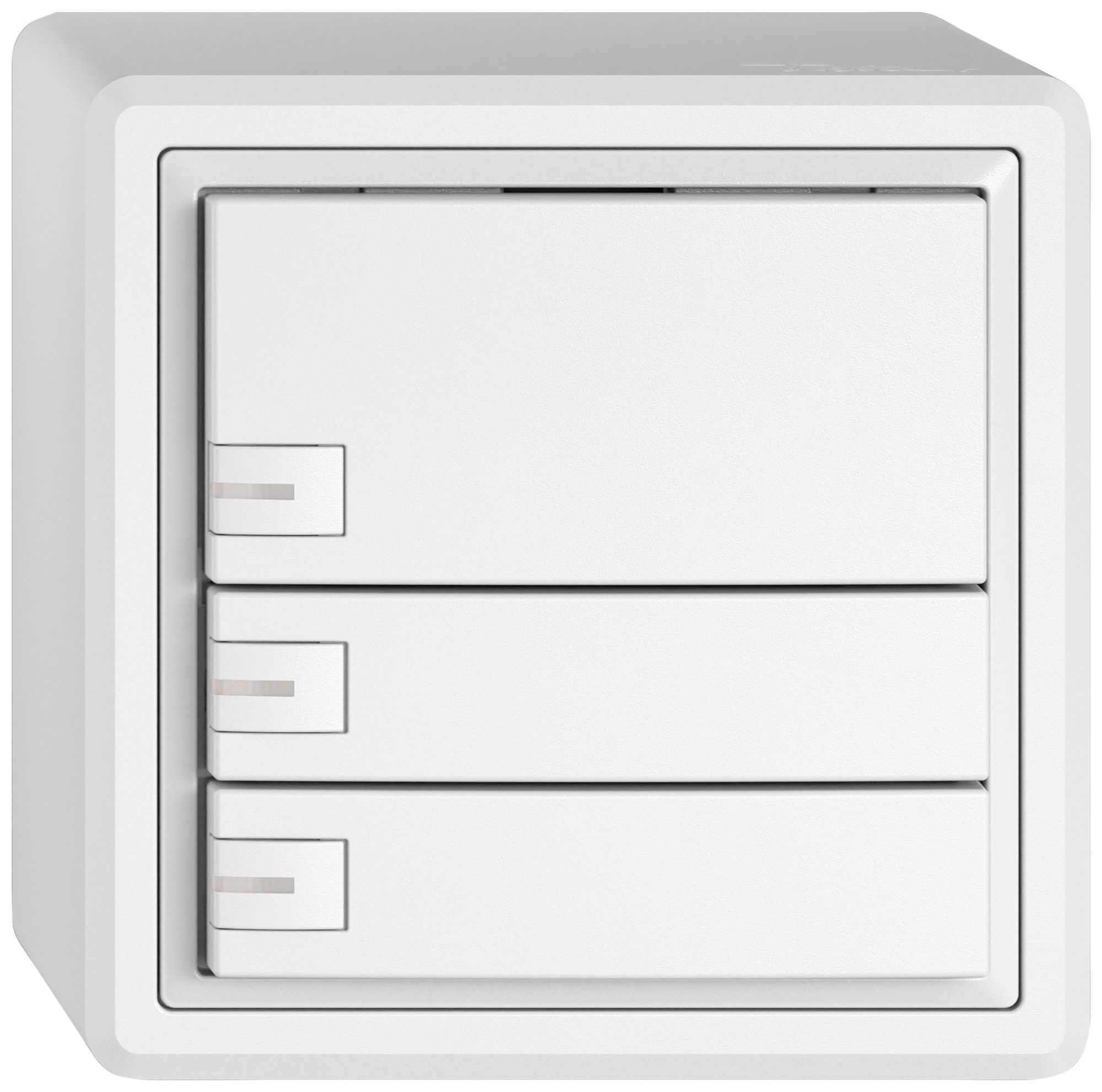 Poussoir universel AP EDIZIO.liv UNI SNAPFIX® 12…48V a.LED bleu 3× comm.1T bc