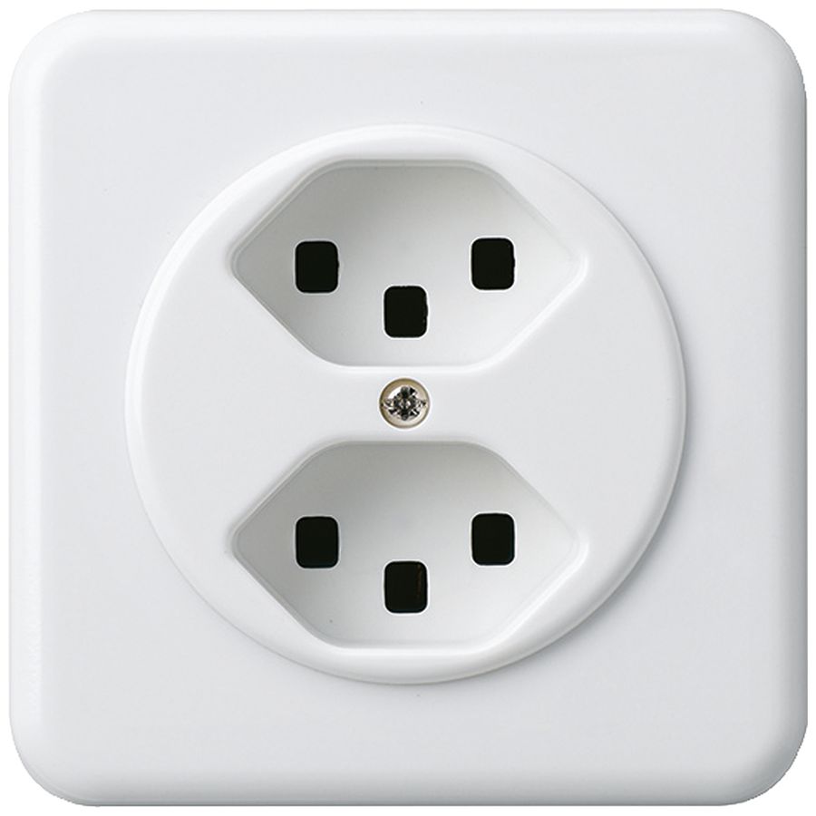 UP-Steckdose basico 2×Typ 23 weiss mit Steckklemmen
