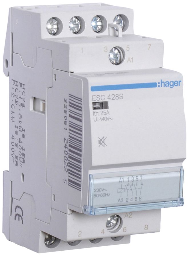 REG-Schütz Hager 230VAC 3 Schliesser 1 Öffner 25A brummfrei 2TE