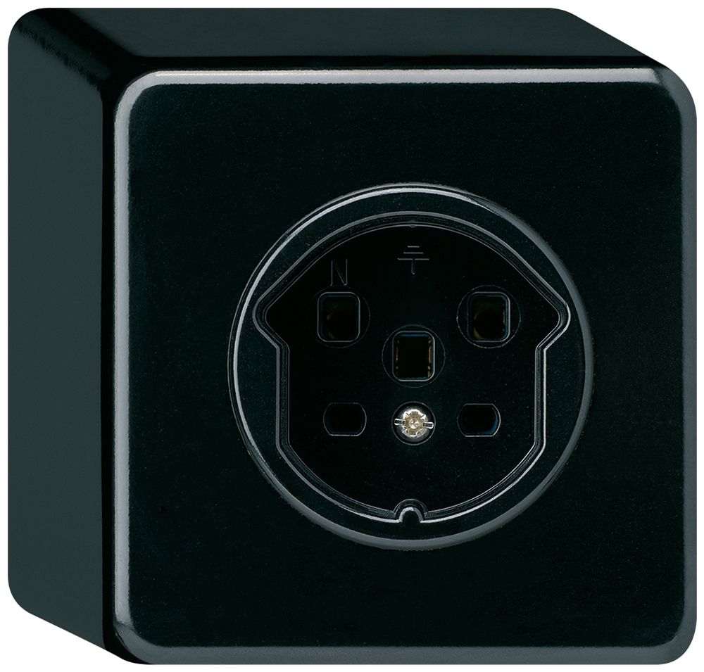 AP-Steckdose basico T25 schwarz Schraubklemmen