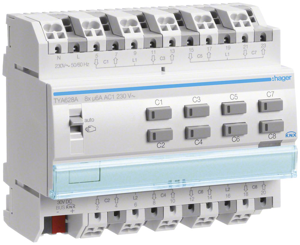 Attuatore per tapparelle KNX Tebis 230V octuplo