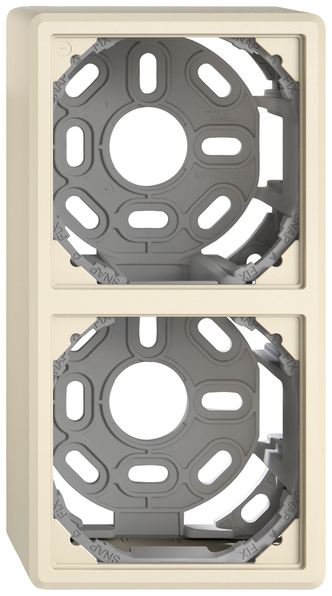 AP-Kappe EDIZIO.liv SNAPFIX® mit Befestigungsbügel für 2 Apparate crema