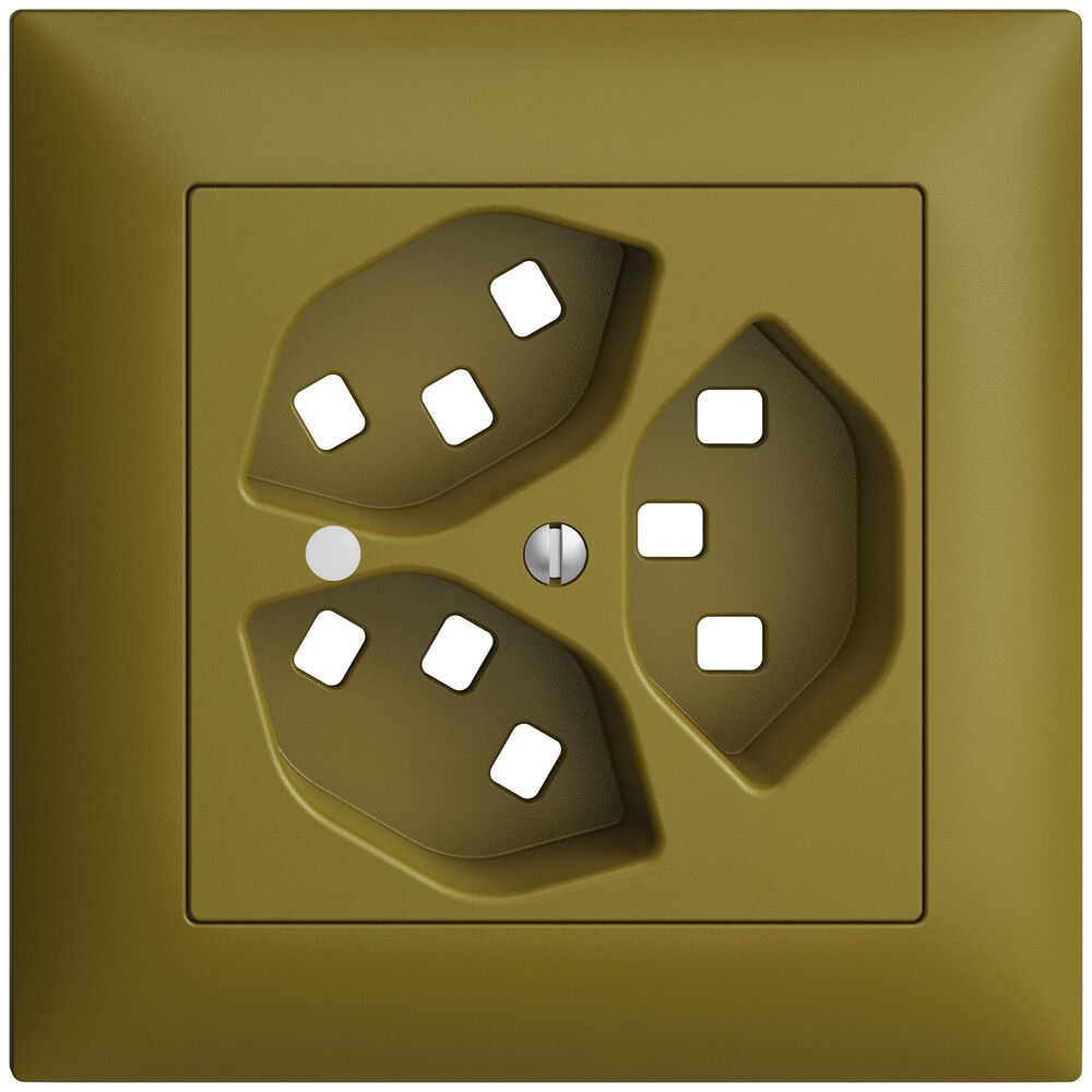 UP-Frontset EDIZIOdue olive 88×88mm 3×T23 mit Linse