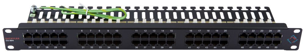 Patchpanel 19" Voice 1HE Kat.3 50×RJ45 4p ungeschirmt, schwarz