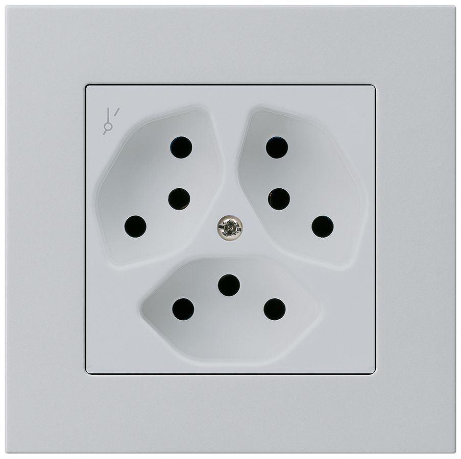 UP-Steckdose kallysto.pro 3×T13/1 hellgrau mit Kinderschutz