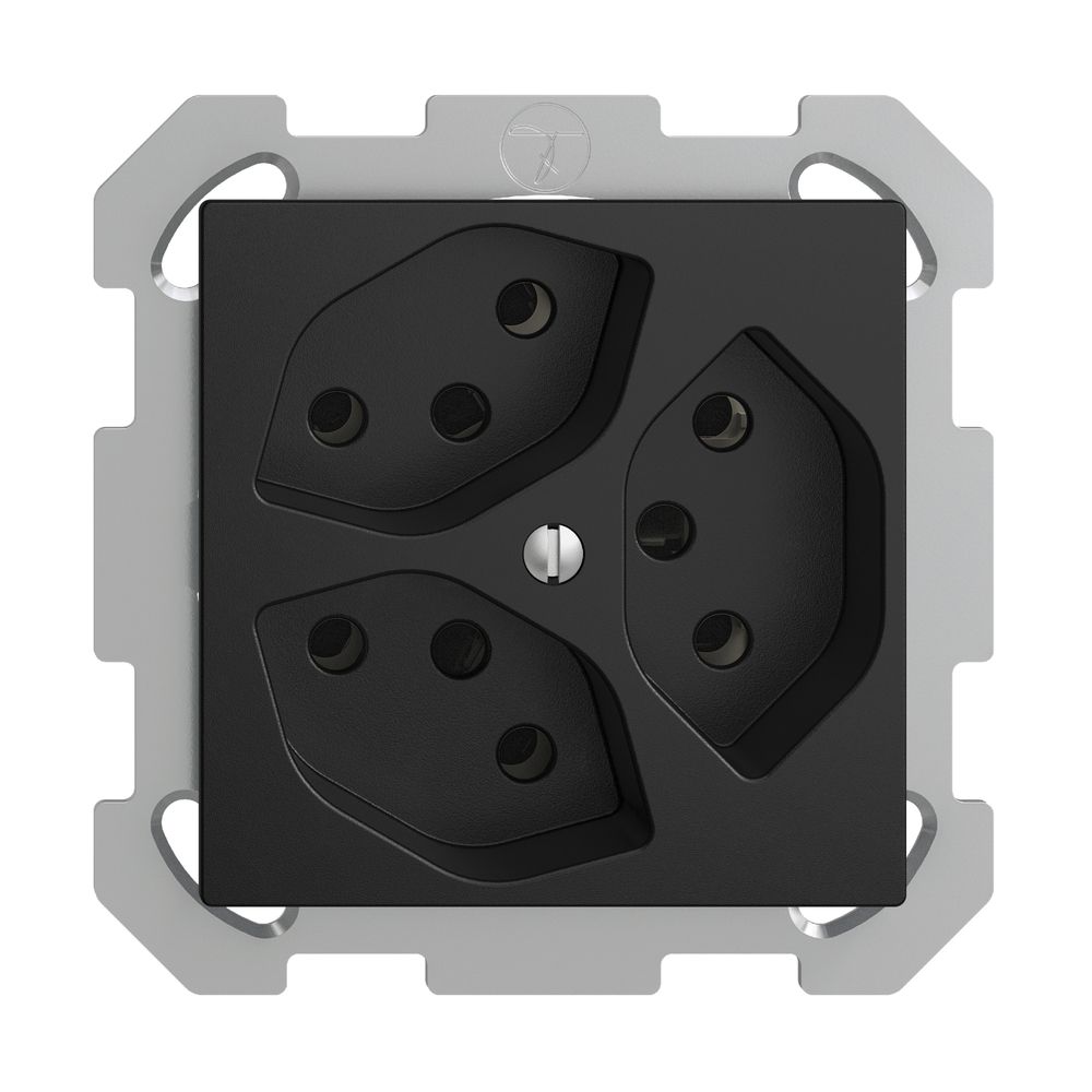 UP-Steckdose EDIZIOdue 3×T13 schwarz