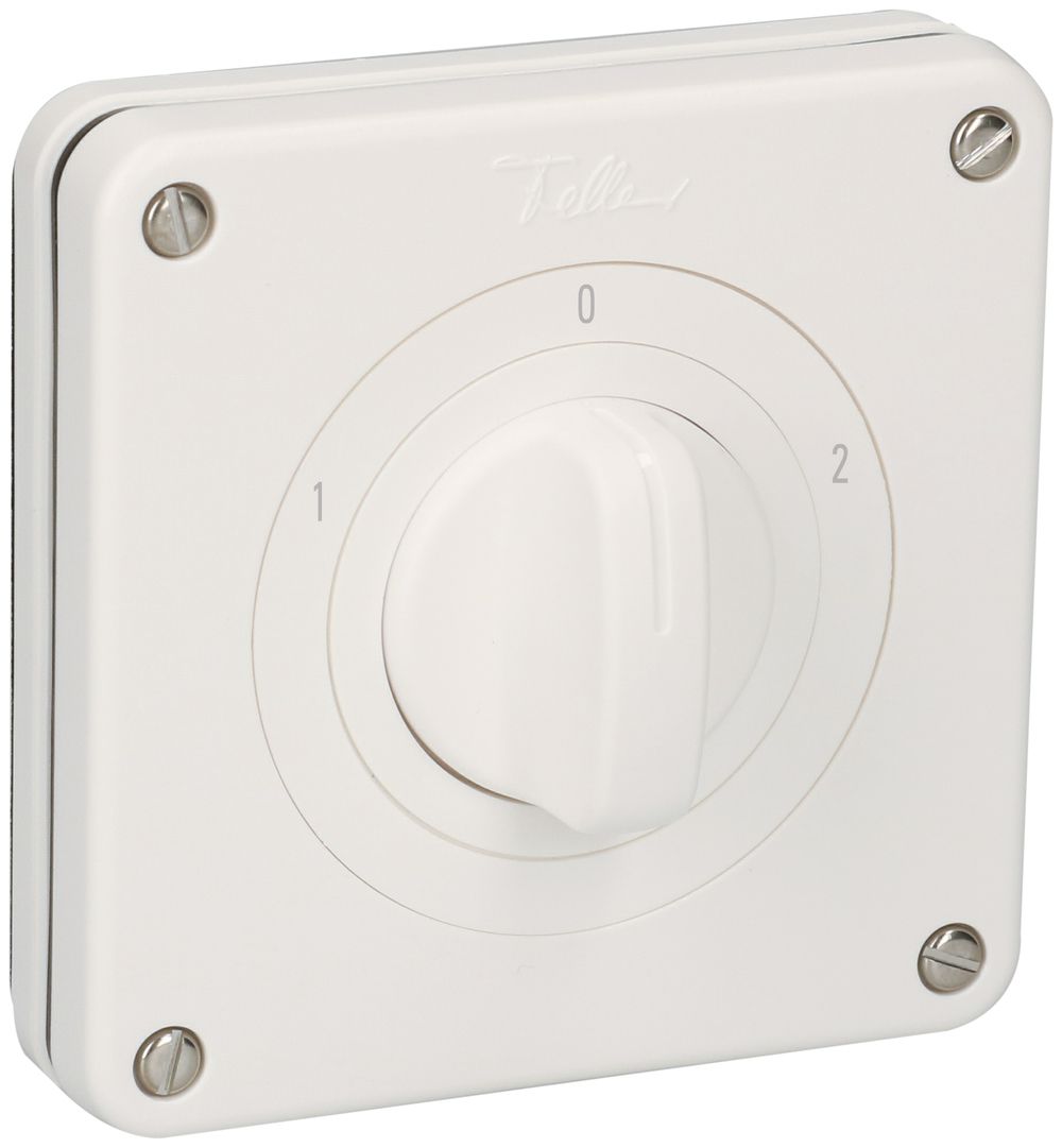 UP-Umschalter NEVO, 20A, 1P, 87×87mm, 2×60°, 1-0-2, weiss