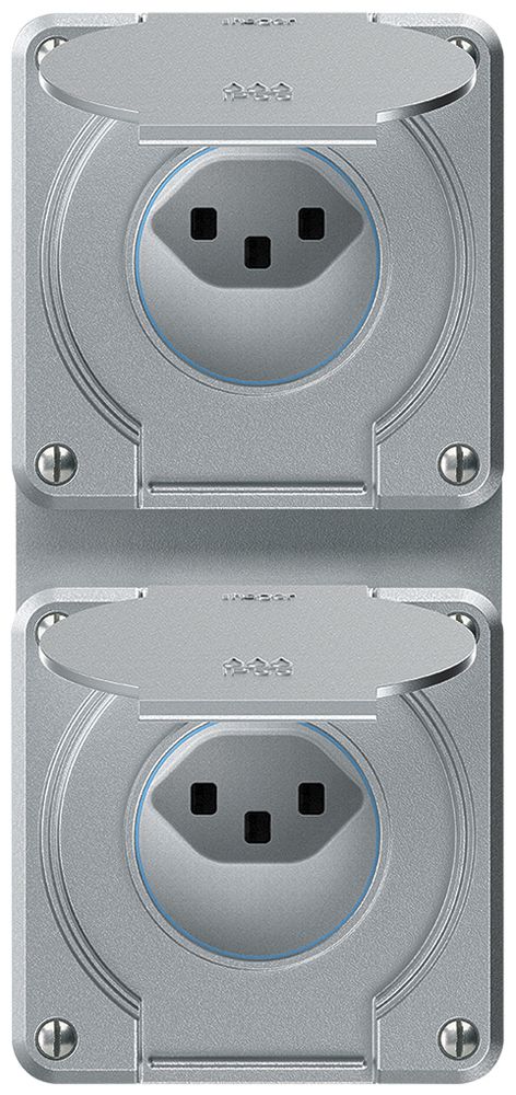 UP-Kombination robusto 2×1, 2×Steckdose T23 IP55 aluminium