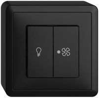AP-Schalter für Licht und Ventilation EDIZIOdue schwarz, KS, LED gelb