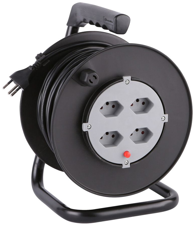 Avvolgicavo 4×T13 25m IP20 nero/grigio