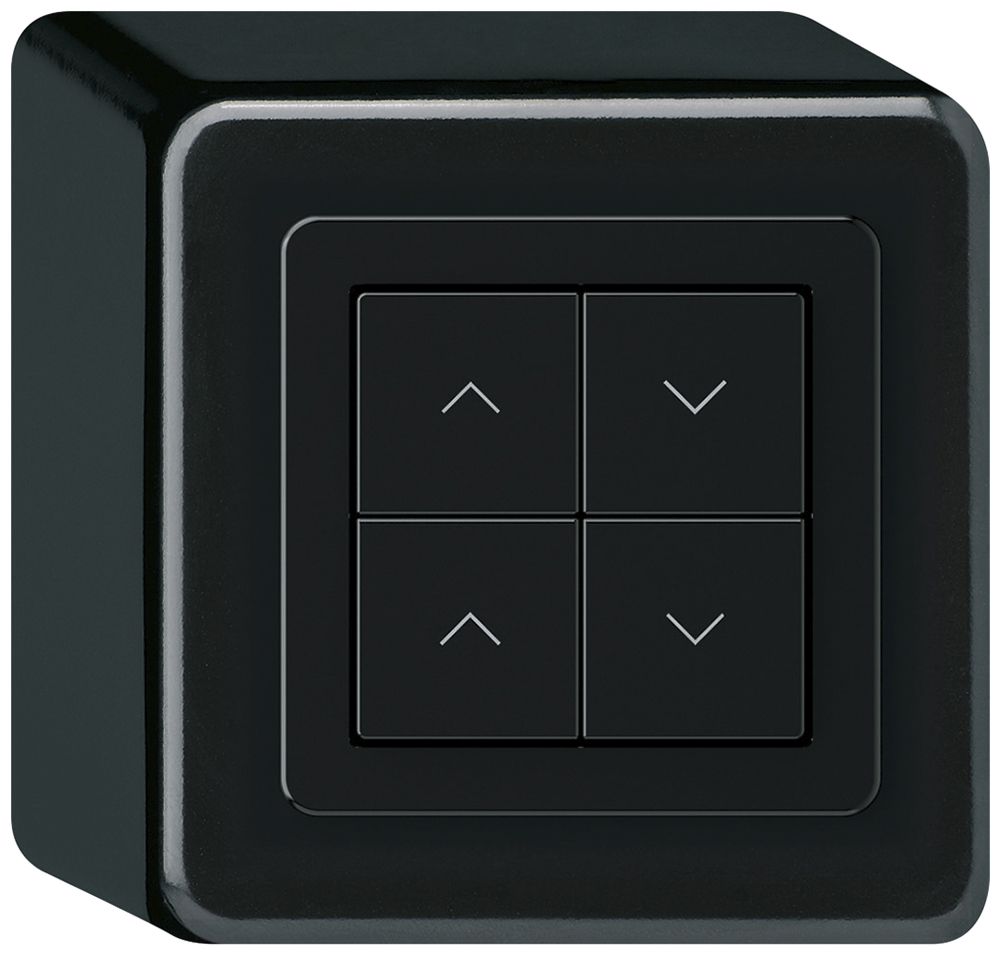 AP-KNX-Storentaster Hager BA basico Q 4-fach 88×88mm schwarz